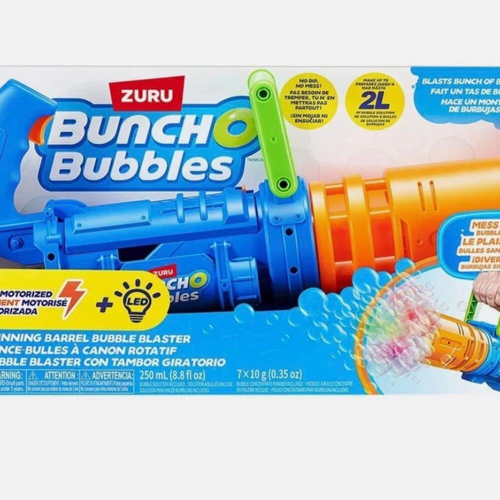 2 Zuru Bunch O Bubble Spinning Barrel Motorized LED Bubble Blaster 250ml